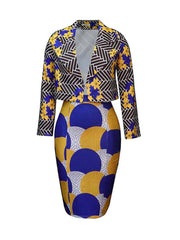 Two Piece Short Coat Bodycon Midi Skirts