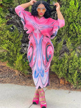 Bat Sleeve Floral Print Maxi Dress