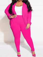 Plus Size Two Piece Jacket Bodycon Pants
