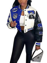 Colorblock Letter Print Baseball Jacket