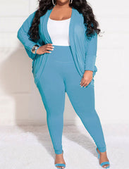 Plus Size Two Piece Jacket Bodycon Pants