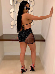 2 Pieces Mesh Sequins Bikini Swimsuit