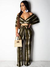 2 Pieces Tie Dye Off Shoulder Top Pants Set