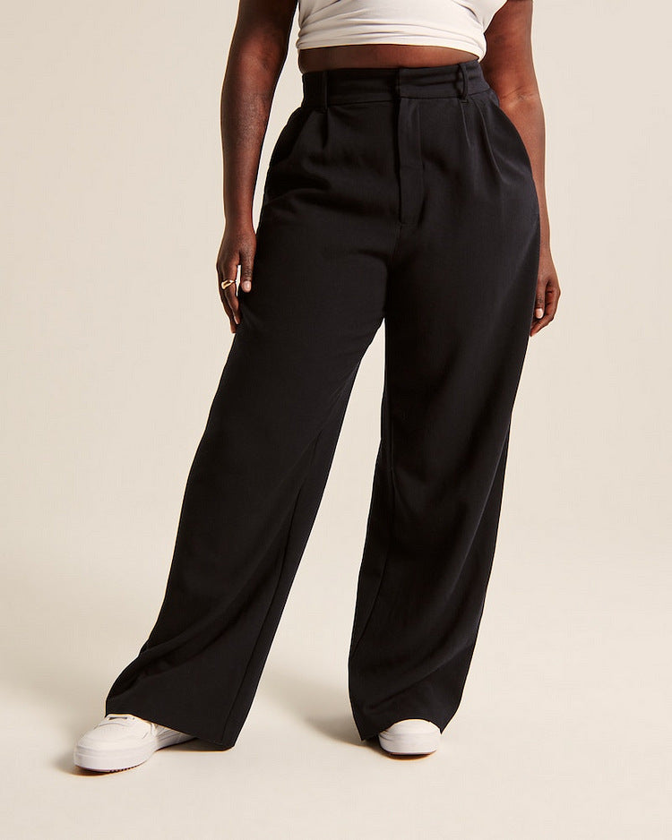 Pantalon large taille haute avec poches, 7 couleurs, S-5XL