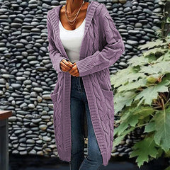 Mid-Length Knit Cardigan Sweater with Pockets in 4 Colors S-XL