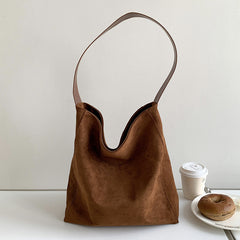 Large Capacity Suede Shoulder Tote Bag in 3 Colors