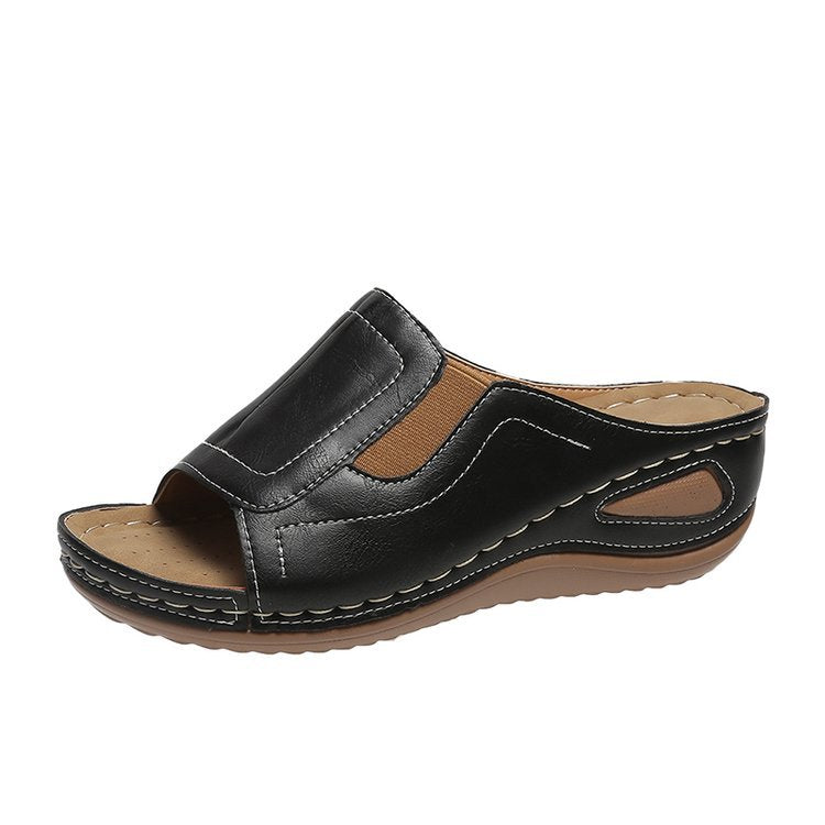 Wide Strap Wedge Heel Sandals