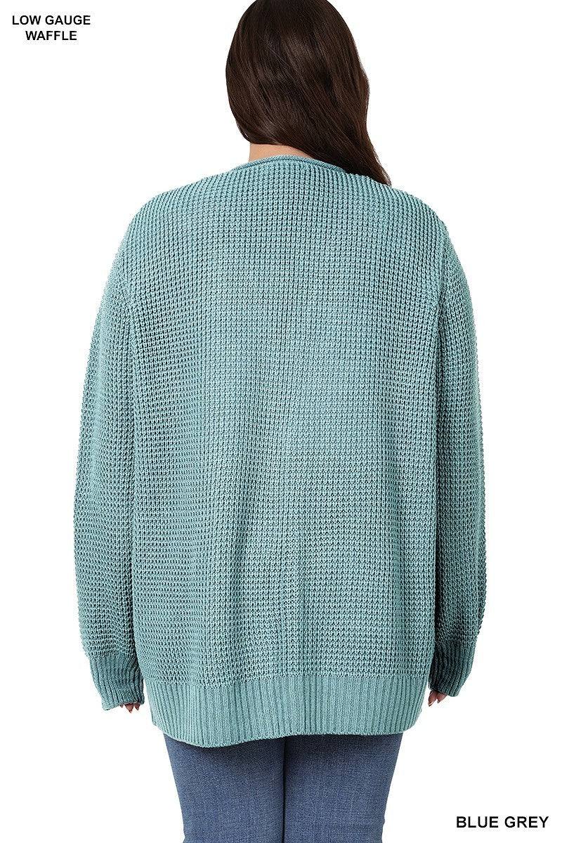 Plus Size Knit Cardigan with Front Pockets 1X-3X