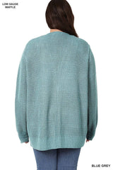 Plus Size Knit Cardigan with Front Pockets 1X-3X