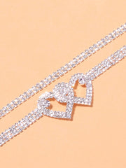 Heart Rhinestone Glitter Anklets