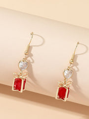 Christmas Rhinestone Gift Box Pendant Earring