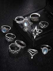 Eleven Piece European Imitation Gem Rings Set