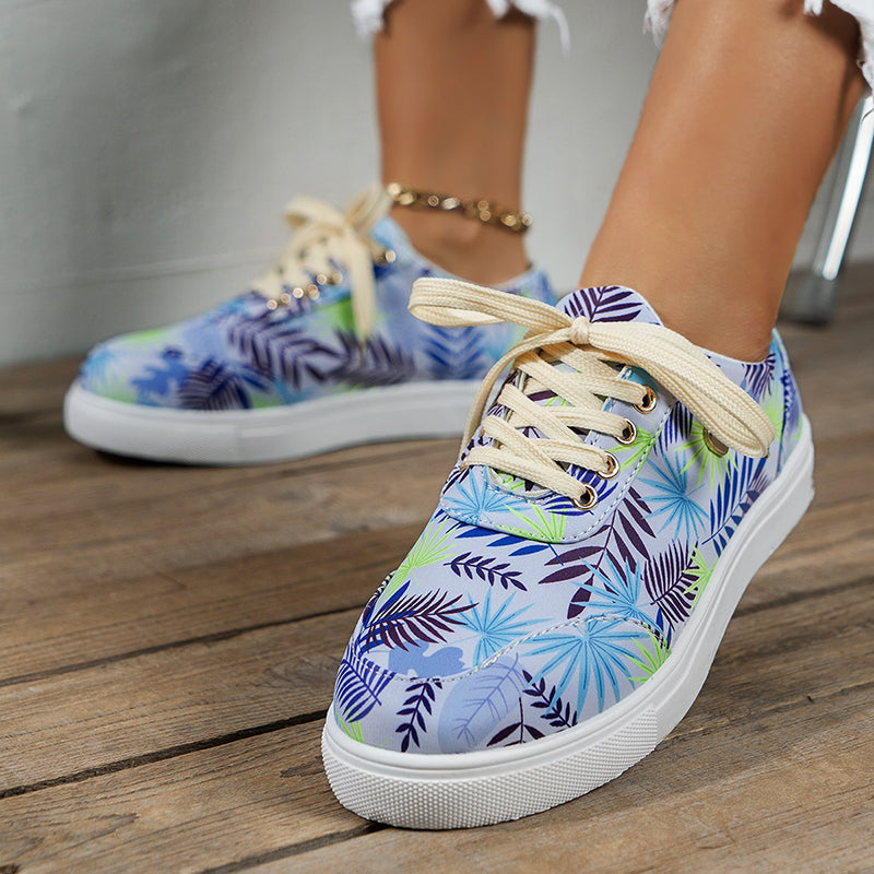 Leaf Print Canvas Sneakers in 3 Colors