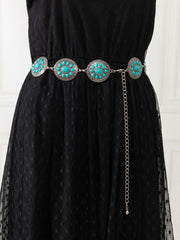 Bohemian Ethnic Turquoise Alloy Chain Belt