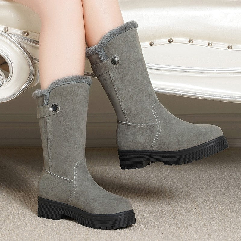 Suede Fur-Lined Boots in 2 Colors
