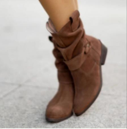 Low Heel Suede Short Boots in 5 Colors