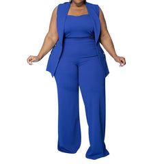 Three Piece Tank Top Wide Leg Pants Set