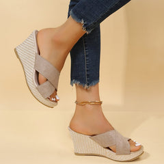 Cross-Strap Wedge Sandals
