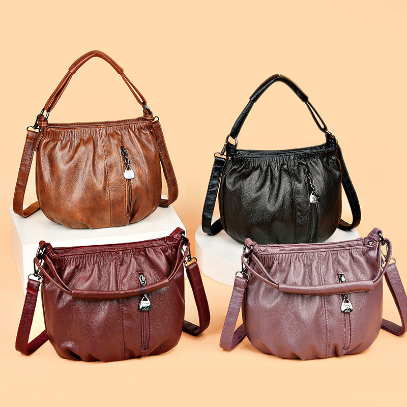Retro Pleated Hand Shoulder Bag in 7 Colors