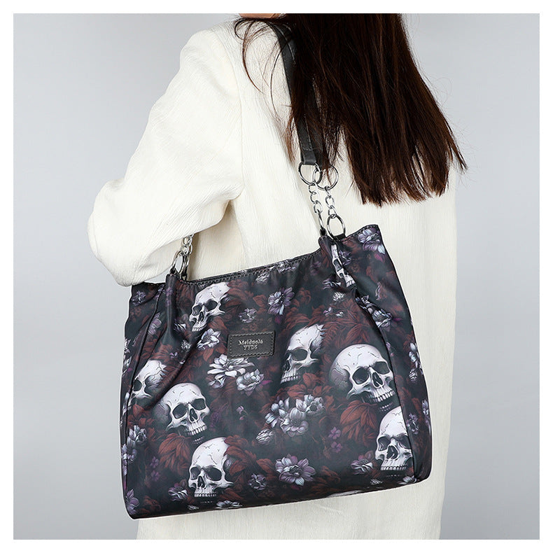 Large Capacity Skull Print Shoulder Bag