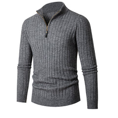 Men's Long Sleeve Half-Turtleneck Zip-Up Sweater in 5 Colors M-3XL