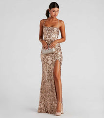 Sleeveless Floor-Length Sequinned Evening Dress