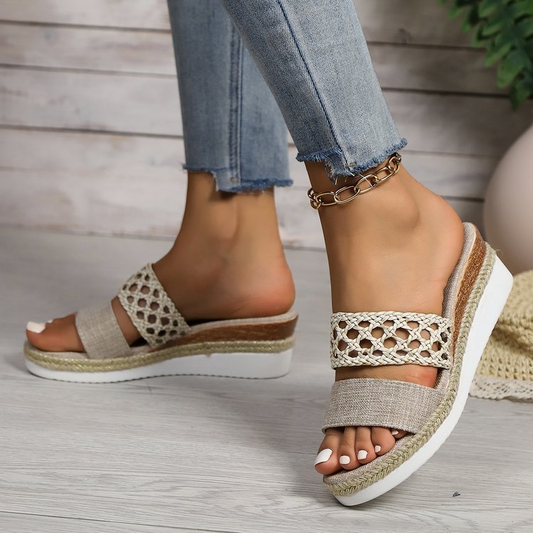 Wedge Sandals with Braided Strap