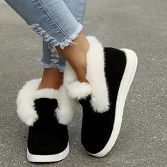 Suede Slipper Boots with Plush Fur