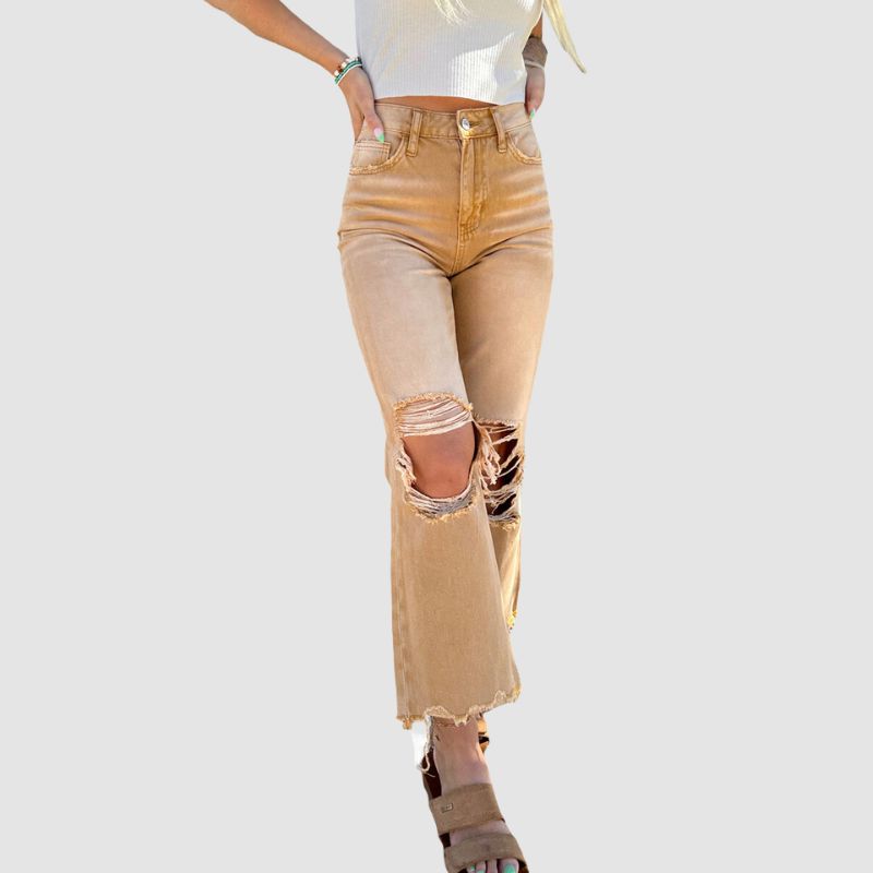 Wash Ripped Bootscut Jeans