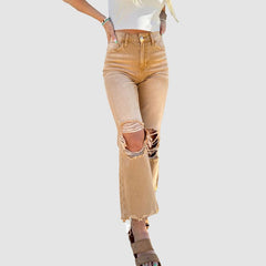 Wash Ripped Bootscut Jeans