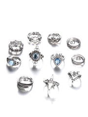 Eleven Piece European Imitation Gem Rings Set
