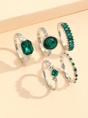 Five Piece Imitation Gem Rings Set