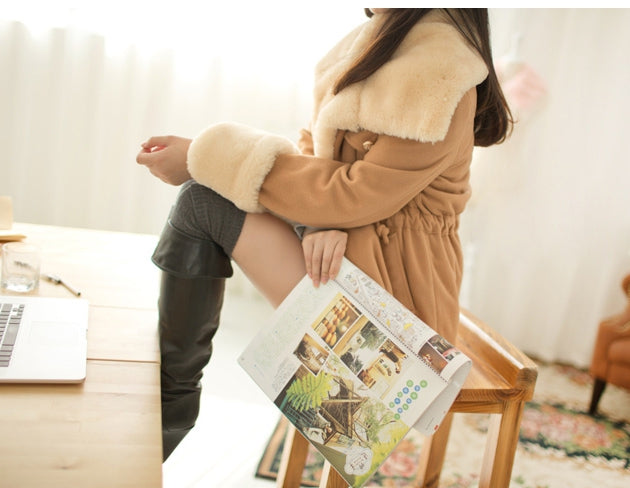 Plush Long Sleeve Wool Coat