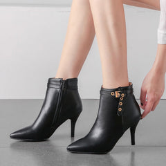 Pointed Toe Stiletto Boots with Snake Skin Pattern