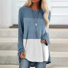 Colorblock Long Sleeve Top in 6 Colors S-5XL