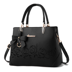 Hand Shoulder Bag with Embroidered Roses in 8 Colors