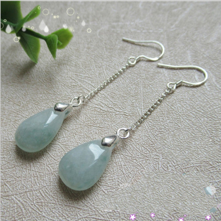 Silver and Jade Drop Earrings