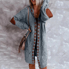 Knee-Length Hooded Cardigan