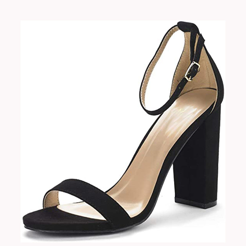 Suede High Block Heels with Ankle Strap
