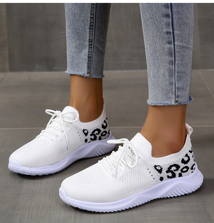 Schnür-Sneaker mit Leopardenmuster in 4 Farben