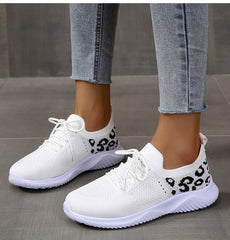 Schnür-Sneaker mit Leopardenmuster in 4 Farben