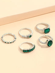 Five Piece Imitation Gem Rings Set
