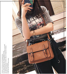 Messenger Bag with Zipper and Buckles in 4 Colors