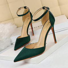 Elegant Pointed Toe Ankle Strap Stiletto Heels