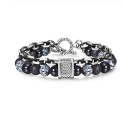 Stainless Steel Bracelet with Natural Stones