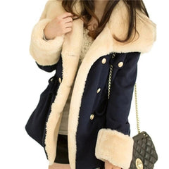 Plush Long Sleeve Wool Coat