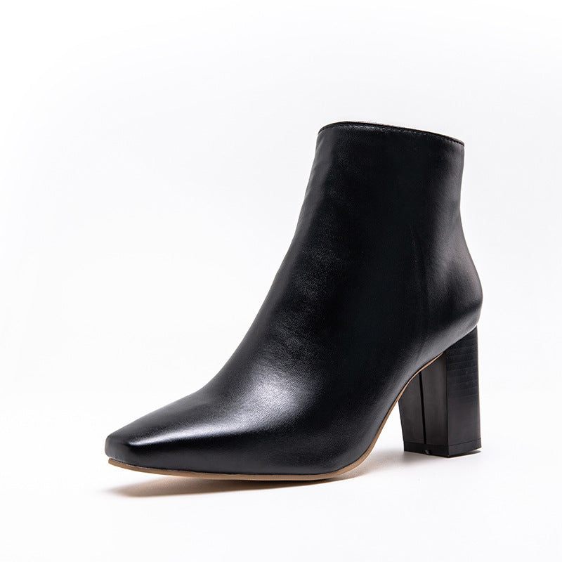 High Heel Boots with Square Toe in 2 Colors