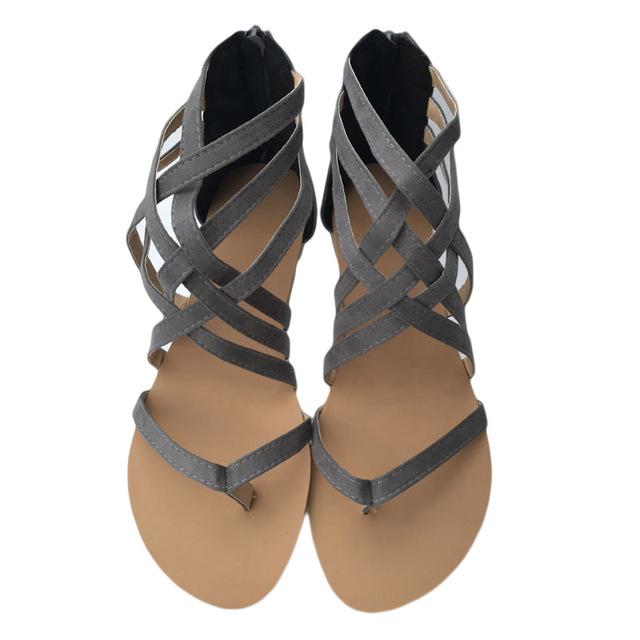 Criss Cross Flat Roman Sandals with Closed Heel