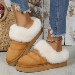 Fleece-Lined Platform Slippers