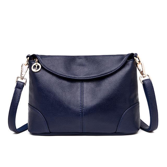 Leather Solid Colour Shoulder Bag with Zipper